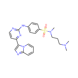 CN(C)CCCN(C)S(=O)(=O)c1ccc(Nc2nccc(-c3cnc4ccccn34)n2)cc1 ZINC000014945888