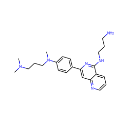 CN(C)CCCN(C)c1ccc(-c2cc3ncccc3c(NCCCN)n2)cc1 ZINC000013489171