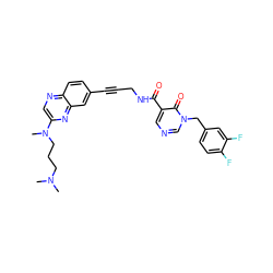 CN(C)CCCN(C)c1cnc2ccc(C#CCNC(=O)c3cncn(Cc4ccc(F)c(F)c4)c3=O)cc2n1 ZINC000096176128