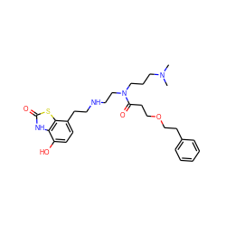 CN(C)CCCN(CCNCCc1ccc(O)c2[nH]c(=O)sc12)C(=O)CCOCCc1ccccc1 ZINC000169346892