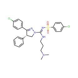 CN(C)CCCN/C(=N\S(=O)(=O)c1ccc(Cl)cc1)N1C[C@H](c2ccccc2)C(c2ccc(Cl)cc2)=N1 ZINC000049694541