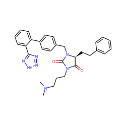 CN(C)CCCN1C(=O)[C@H](CCc2ccccc2)N(Cc2ccc(-c3ccccc3-c3nn[nH]n3)cc2)C1=O ZINC000013588721