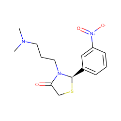 CN(C)CCCN1C(=O)CS[C@@H]1c1cccc([N+](=O)[O-])c1 ZINC000000031846