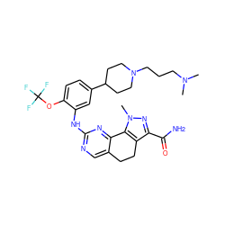 CN(C)CCCN1CCC(c2ccc(OC(F)(F)F)c(Nc3ncc4c(n3)-c3c(c(C(N)=O)nn3C)CC4)c2)CC1 ZINC000071317162