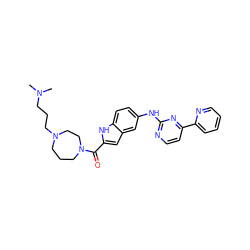 CN(C)CCCN1CCCN(C(=O)c2cc3cc(Nc4nccc(-c5ccccn5)n4)ccc3[nH]2)CC1 ZINC000144206421