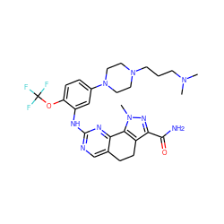 CN(C)CCCN1CCN(c2ccc(OC(F)(F)F)c(Nc3ncc4c(n3)-c3c(c(C(N)=O)nn3C)CC4)c2)CC1 ZINC000169687800