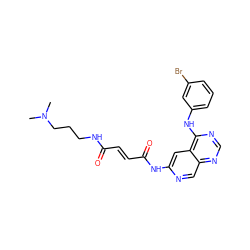 CN(C)CCCNC(=O)/C=C/C(=O)Nc1cc2c(Nc3cccc(Br)c3)ncnc2cn1 ZINC000013861830