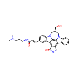 CN(C)CCCNC(=O)/C=C/c1ccc2c(c1)c1c3c(c4c5ccccc5n5c4c1n2C[C@@H](CO)C5)CNC3=O ZINC000028819617