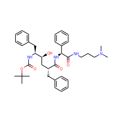 CN(C)CCCNC(=O)[C@@H](NC(=O)[C@H](Cc1ccccc1)C[C@H](O)[C@H](Cc1ccccc1)NC(=O)OC(C)(C)C)c1ccccc1 ZINC000014943405