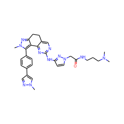 CN(C)CCCNC(=O)Cn1ccc(Nc2ncc3c(n2)-c2c(nn(C)c2-c2ccc(-c4cnn(C)c4)cc2)CC3)n1 ZINC000224958831