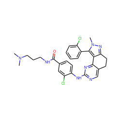 CN(C)CCCNC(=O)c1ccc(Nc2ncc3c(n2)-c2c(nn(C)c2-c2ccccc2Cl)CC3)c(Cl)c1 ZINC000143096859