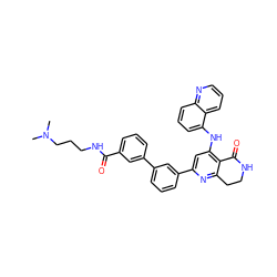 CN(C)CCCNC(=O)c1cccc(-c2cccc(-c3cc(Nc4cccc5ncccc45)c4c(n3)CCNC4=O)c2)c1 ZINC000116989977