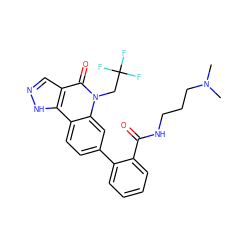 CN(C)CCCNC(=O)c1ccccc1-c1ccc2c3[nH]ncc3c(=O)n(CC(F)(F)F)c2c1 ZINC000220102717