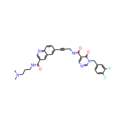 CN(C)CCCNC(=O)c1cnc2ccc(C#CCNC(=O)c3cncn(Cc4ccc(F)c(F)c4)c3=O)cc2c1 ZINC000096176325