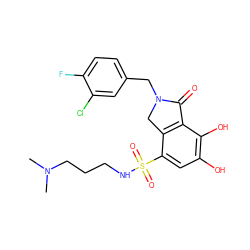 CN(C)CCCNS(=O)(=O)c1cc(O)c(O)c2c1CN(Cc1ccc(F)c(Cl)c1)C2=O ZINC000095564171