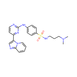 CN(C)CCCNS(=O)(=O)c1ccc(Nc2nccc(-c3cnc4ccccn34)n2)cc1 ZINC000006716036