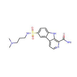CN(C)CCCNS(=O)(=O)c1ccc2[nH]c3c(C(N)=O)nccc3c2c1 ZINC000084756805