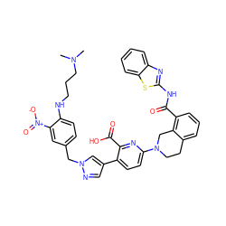 CN(C)CCCNc1ccc(Cn2cc(-c3ccc(N4CCc5cccc(C(=O)Nc6nc7ccccc7s6)c5C4)nc3C(=O)O)cn2)cc1[N+](=O)[O-] ZINC000205415425