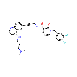 CN(C)CCCNc1ccnc2ccc(C#CCNC(=O)c3cccn(Cc4ccc(F)c(F)c4)c3=O)cc12 ZINC000096176226