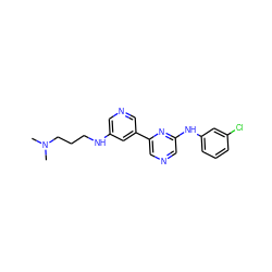 CN(C)CCCNc1cncc(-c2cncc(Nc3cccc(Cl)c3)n2)c1 ZINC000013648369