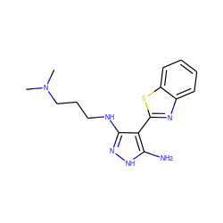 CN(C)CCCNc1n[nH]c(N)c1-c1nc2ccccc2s1 ZINC000114398264