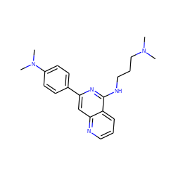 CN(C)CCCNc1nc(-c2ccc(N(C)C)cc2)cc2ncccc12 ZINC000013489186