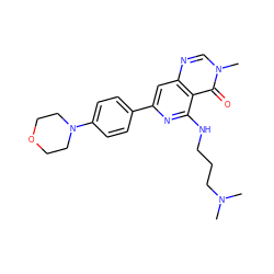 CN(C)CCCNc1nc(-c2ccc(N3CCOCC3)cc2)cc2ncn(C)c(=O)c12 ZINC000115624347