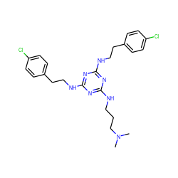 CN(C)CCCNc1nc(NCCc2ccc(Cl)cc2)nc(NCCc2ccc(Cl)cc2)n1 ZINC000073198353