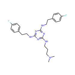 CN(C)CCCNc1nc(NCCc2ccc(F)cc2)nc(NCCc2ccc(F)cc2)n1 ZINC000073197762