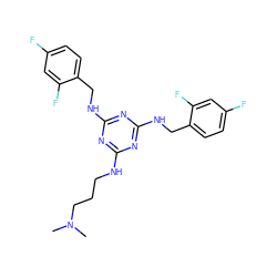 CN(C)CCCNc1nc(NCc2ccc(F)cc2F)nc(NCc2ccc(F)cc2F)n1 ZINC000073200521