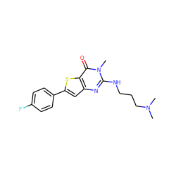 CN(C)CCCNc1nc2cc(-c3ccc(F)cc3)sc2c(=O)n1C ZINC000061904996