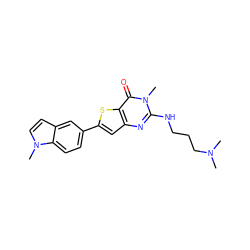 CN(C)CCCNc1nc2cc(-c3ccc4c(ccn4C)c3)sc2c(=O)n1C ZINC000061897011