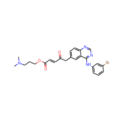 CN(C)CCCOC(=O)/C=C/C(=O)Cc1ccc2ncnc(Nc3cccc(Br)c3)c2c1 ZINC000040867235