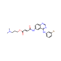 CN(C)CCCOC(=O)/C=C/C(=O)Nc1ccc2ncnc(Nc3cccc(Br)c3)c2c1 ZINC000013861828