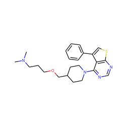 CN(C)CCCOCC1CCN(c2ncnc3scc(-c4ccccc4)c23)CC1 ZINC000146597079