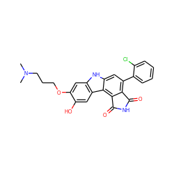 CN(C)CCCOc1cc2[nH]c3cc(-c4ccccc4Cl)c4c(c3c2cc1O)C(=O)NC4=O ZINC000029127466