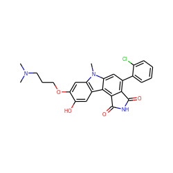 CN(C)CCCOc1cc2c(cc1O)c1c3c(c(-c4ccccc4Cl)cc1n2C)C(=O)NC3=O ZINC000016052879