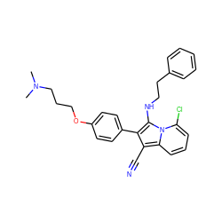 CN(C)CCCOc1ccc(-c2c(C#N)c3cccc(Cl)n3c2NCCc2ccccc2)cc1 ZINC000036185173