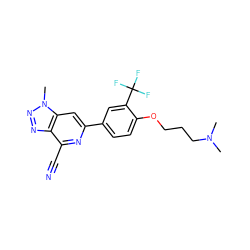 CN(C)CCCOc1ccc(-c2cc3c(nnn3C)c(C#N)n2)cc1C(F)(F)F ZINC000118155681