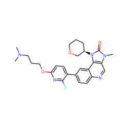 CN(C)CCCOc1ccc(-c2ccc3ncc4c(c3c2)n([C@@H]2CCCOC2)c(=O)n4C)c(F)n1 ZINC001772622698