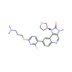 CN(C)CCCOc1ccc(-c2ccc3ncc4c(c3c2)n([C@H]2CCOC2)c(=O)n4C)c(F)n1 ZINC001772573328