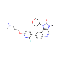 CN(C)CCCOc1ccc(-c2ccc3ncc4c(c3c2)n(C2CCOCC2)c(=O)n4C)c(F)n1 ZINC001772599310