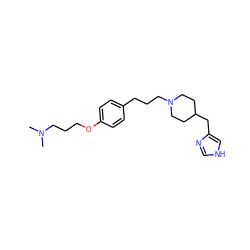 CN(C)CCCOc1ccc(CCCN2CCC(Cc3c[nH]cn3)CC2)cc1 ZINC000028569860