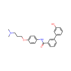 CN(C)CCCOc1ccc(NC(=O)c2cccc(-c3cccc(O)c3)c2)cc1 ZINC000299859106