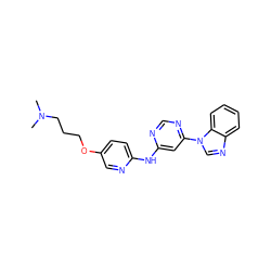 CN(C)CCCOc1ccc(Nc2cc(-n3cnc4ccccc43)ncn2)nc1 ZINC000098208783