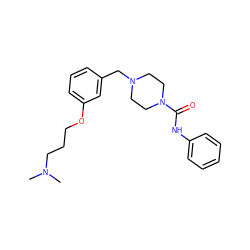 CN(C)CCCOc1cccc(CN2CCN(C(=O)Nc3ccccc3)CC2)c1 ZINC000200260792