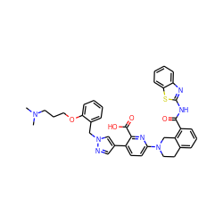 CN(C)CCCOc1ccccc1Cn1cc(-c2ccc(N3CCc4cccc(C(=O)Nc5nc6ccccc6s5)c4C3)nc2C(=O)O)cn1 ZINC000205417169