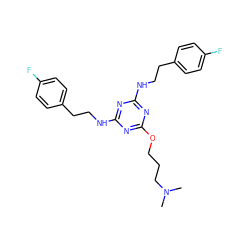 CN(C)CCCOc1nc(NCCc2ccc(F)cc2)nc(NCCc2ccc(F)cc2)n1 ZINC000073198658