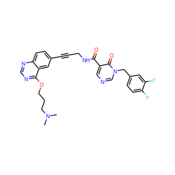 CN(C)CCCOc1ncnc2ccc(C#CCNC(=O)c3cncn(Cc4ccc(F)c(F)c4)c3=O)cc12 ZINC000144968241