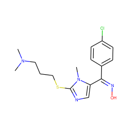 CN(C)CCCSc1ncc(/C(=N\O)c2ccc(Cl)cc2)n1C ZINC000038463321